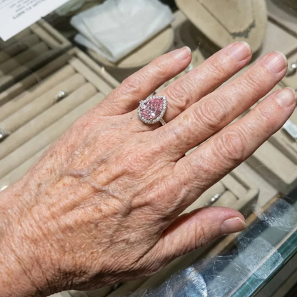 Teardrop Pink Sapphire Ring | White Gold