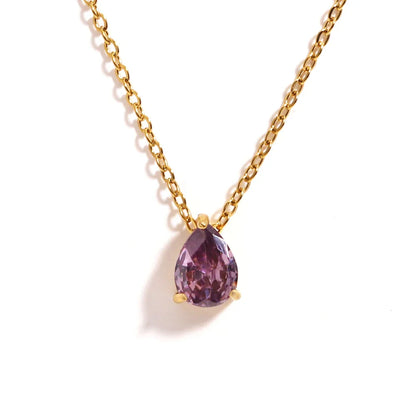 Crystal Teardrop Birthstone Necklace