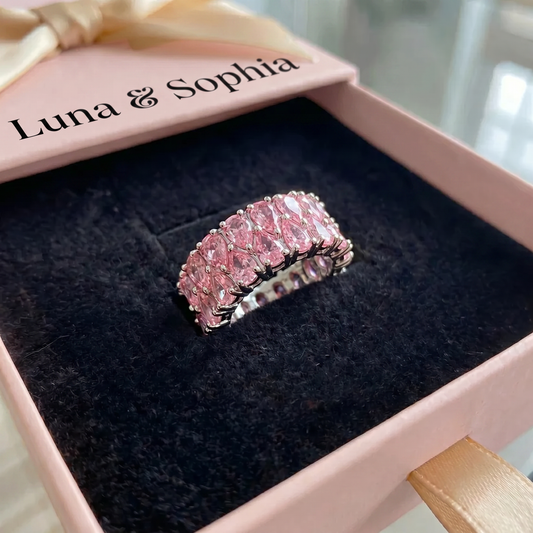 Blush Cascade Eternity Ring | White Gold