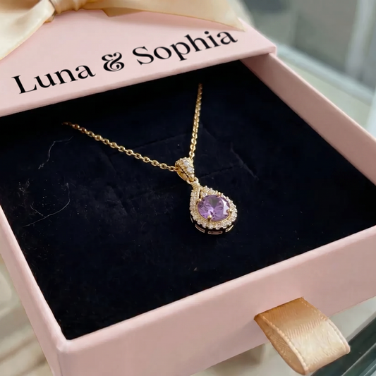 Lavena Halo Pendant Necklace | Gold
