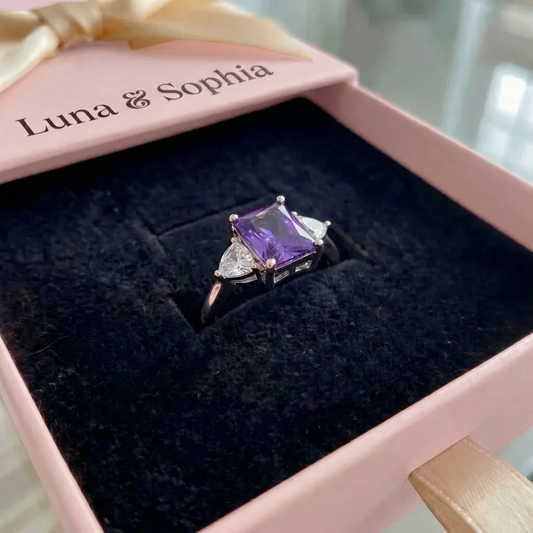 Trinity Amethyst Ring | White Gold