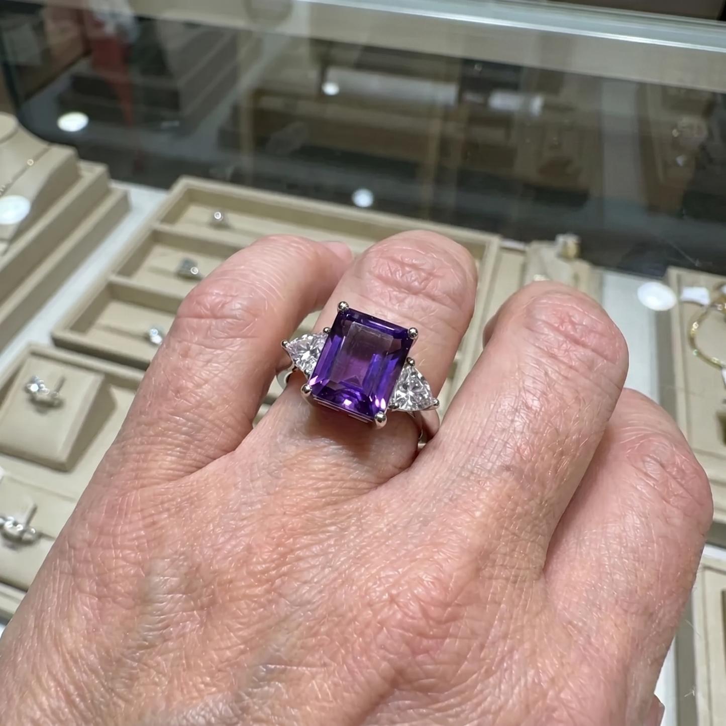 Trinity Amethyst Ring | White Gold