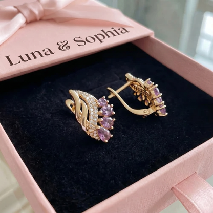 Nyvella Violet Feather Earrings | Rose Gold