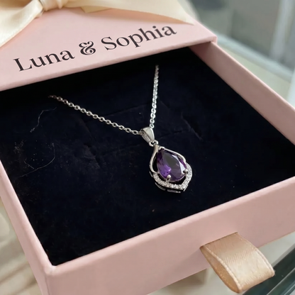 Selvara Crescent Drop Necklace | White Gold