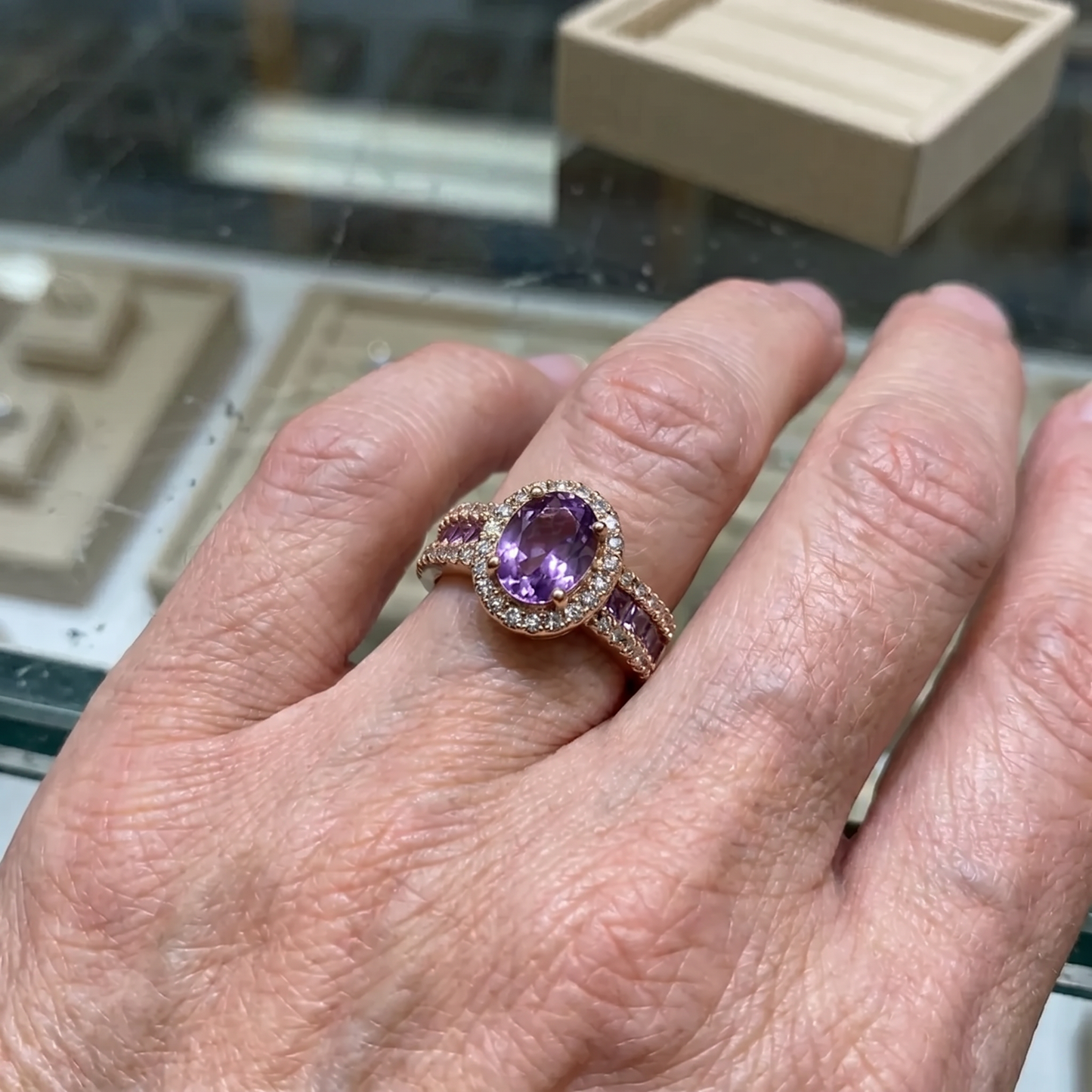 Odelia Violet Lumina Ring | Rose Gold