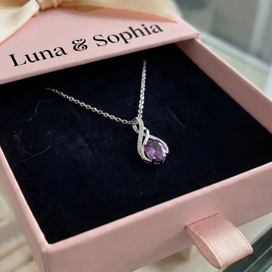 Amethyst Infinity Pave Necklace | White Gold