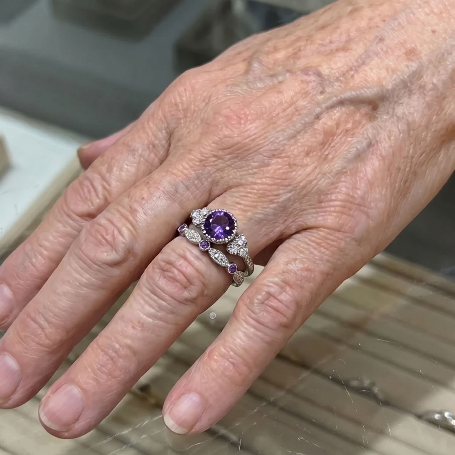 Violetis Crown Ring Set | White Gold