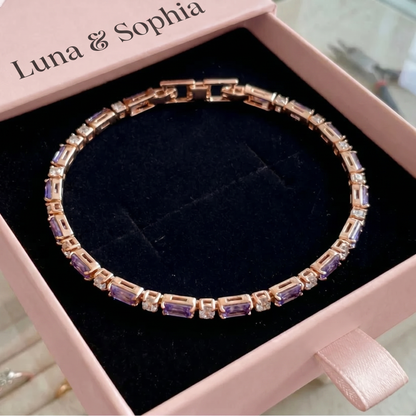 Amethyst Prism Tennis Bracelet | Rose Gold
