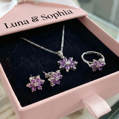 Amethyst Bloom Jewelry Set | White Gold