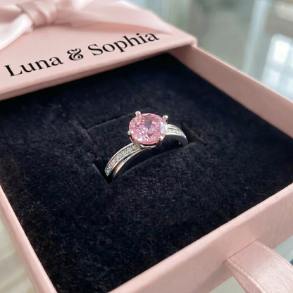 Moonlit Pink Contour Ring | White Gold