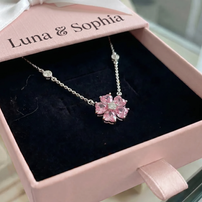 Petalglow Flower Pendant Necklace | White Gold