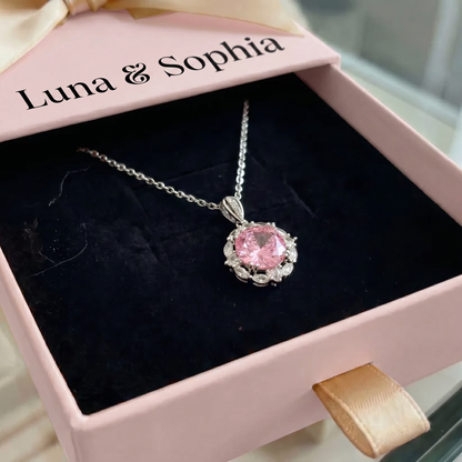 Rose Lotus Halo Necklace | White Gold