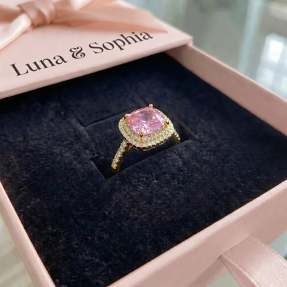 Cushion Pink Sapphire Ring | Rose Gold