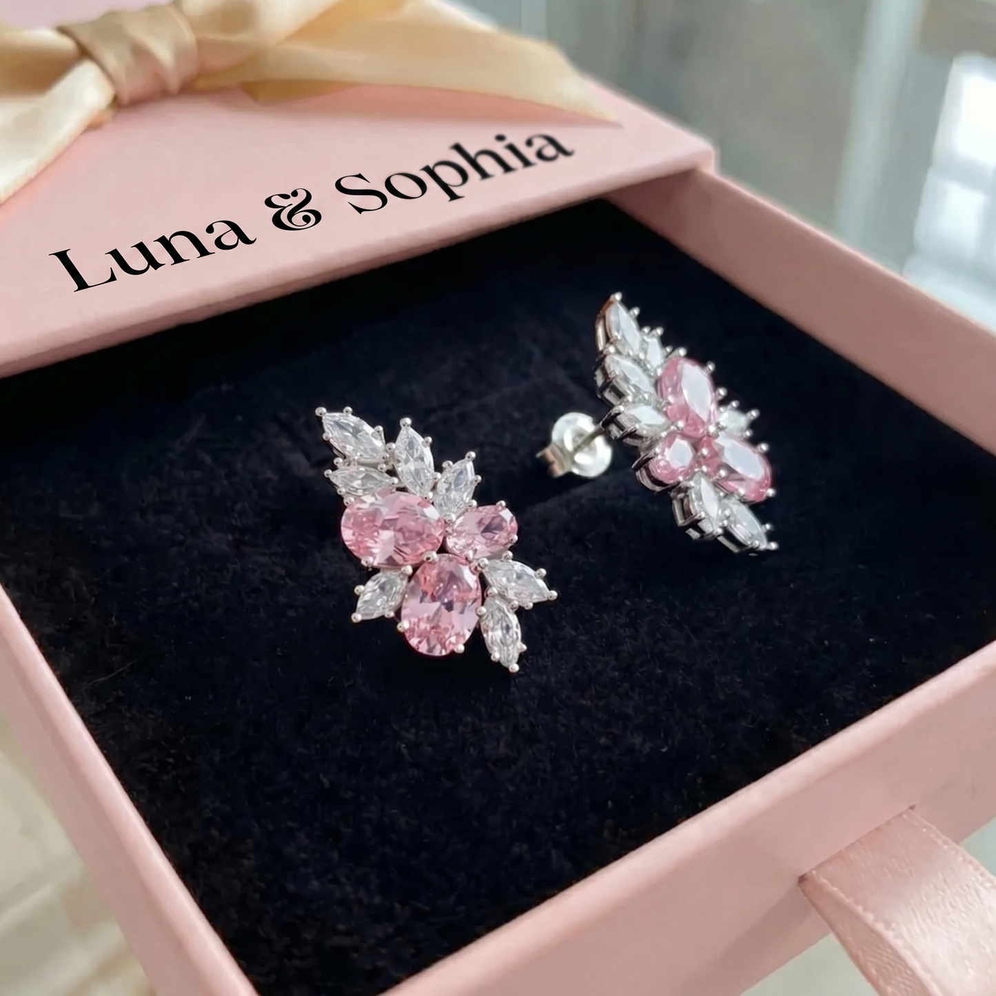 Lyra Blushbloom Earrings | White Gold