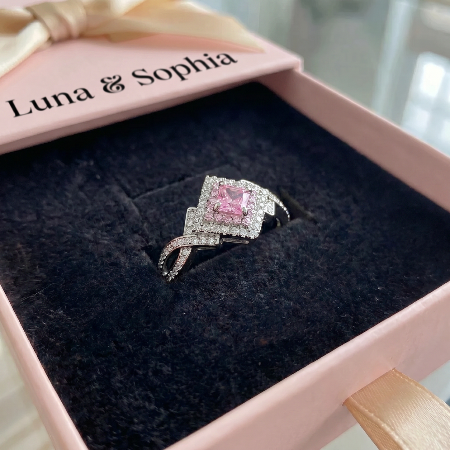Couture Pave Square Ring | White Gold