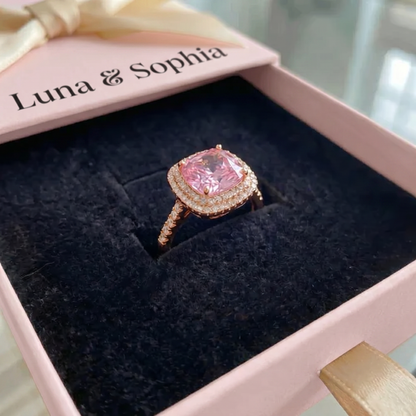 Cushion Pink Sapphire Ring | White Gold