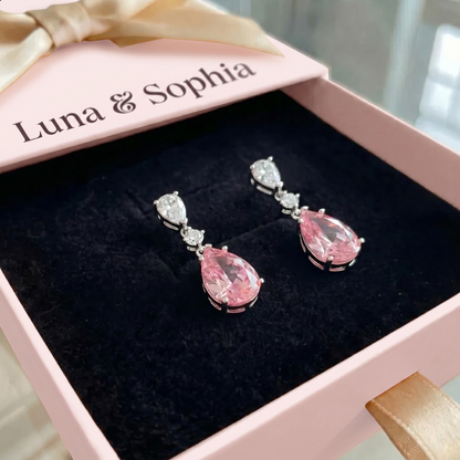Mireya Blushflare Drop Earrings | White Gold