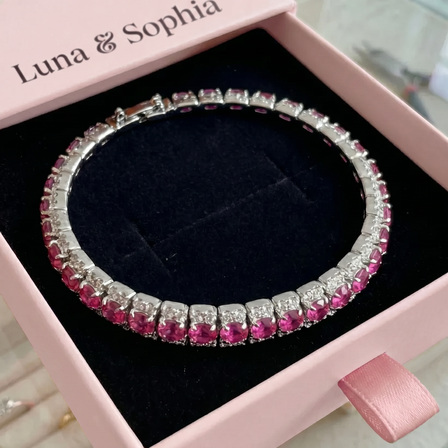 Roseglow Tennis Bracelet | White Gold