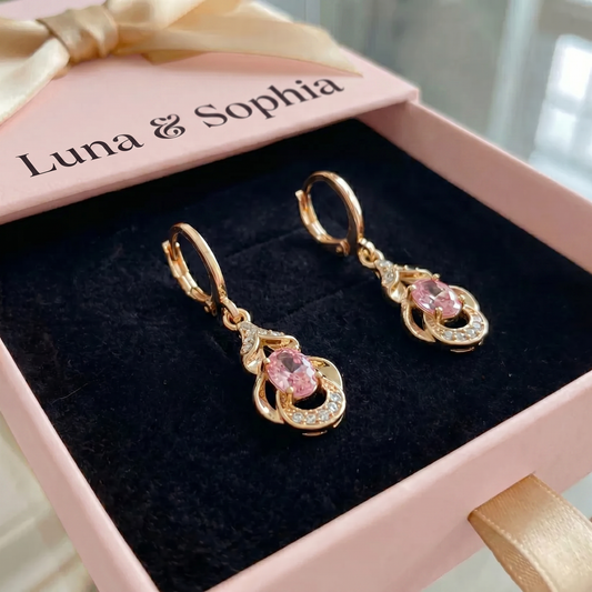 Moonlit Blush Teardrop Earrings | Rose Gold