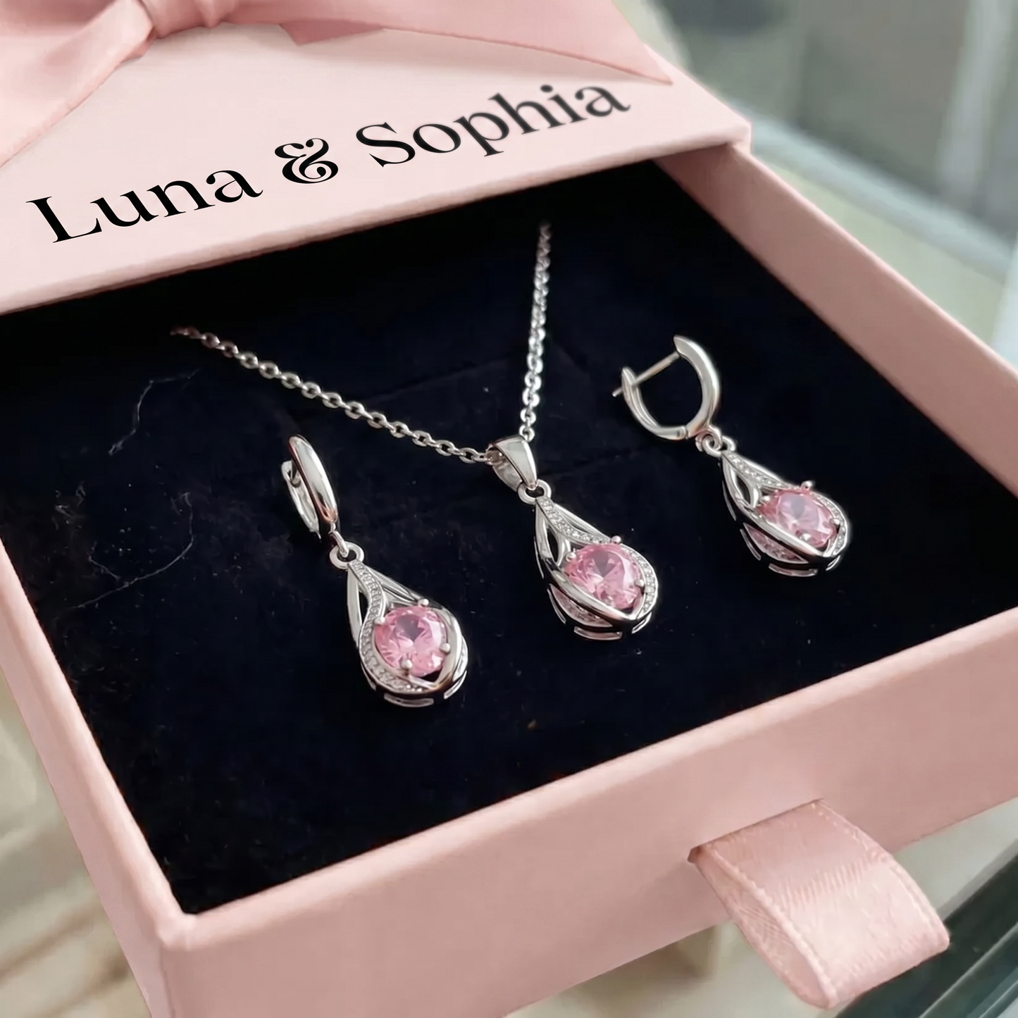 Rosalith Lumen Twist Jewelry Set | White Gold