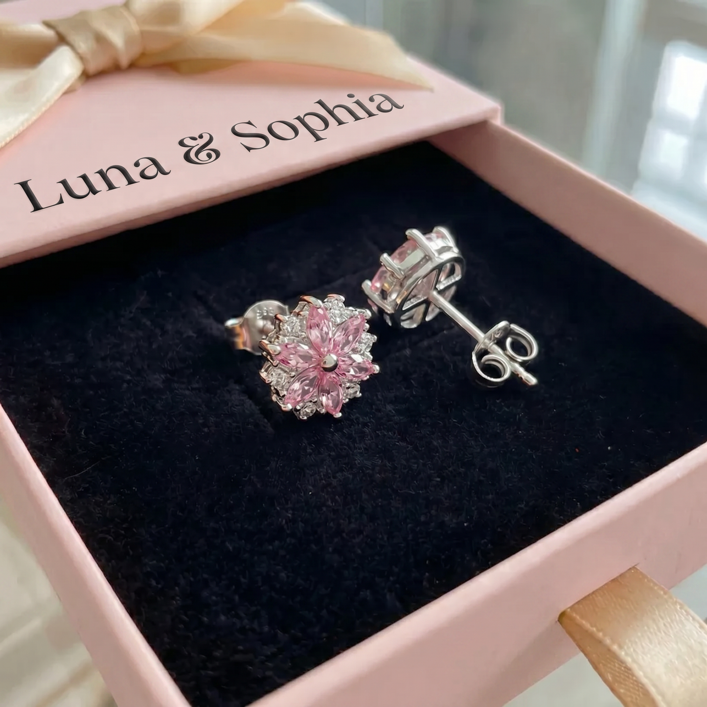 Cherry Blossom Earrings | White Gold
