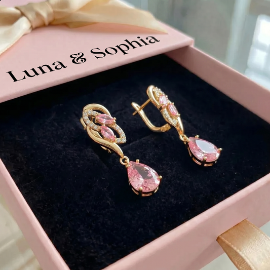 Pink Sapphire Glimmer Drop Earrings | Gold