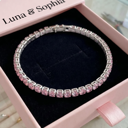 Pink Sapphire Tennis Bracelet | White Gold