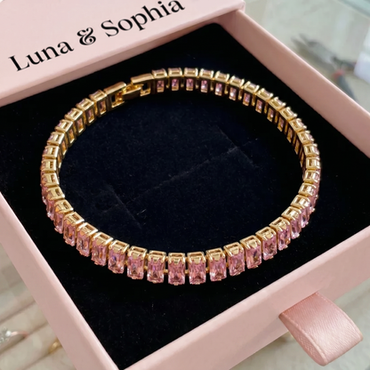 Pink Sapphire Vertéa Tennis Bracelet | Gold