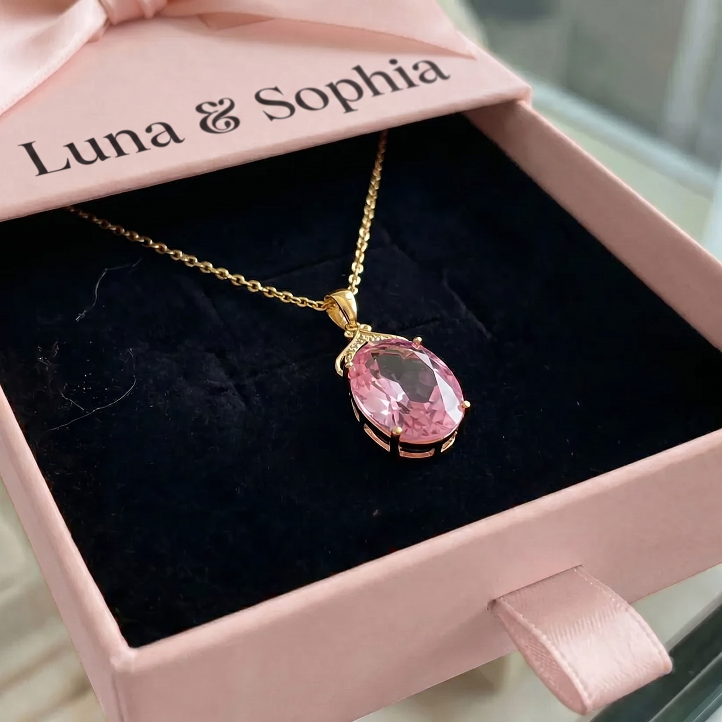 Pink Sapphire Imperial Oval Necklace | Gold